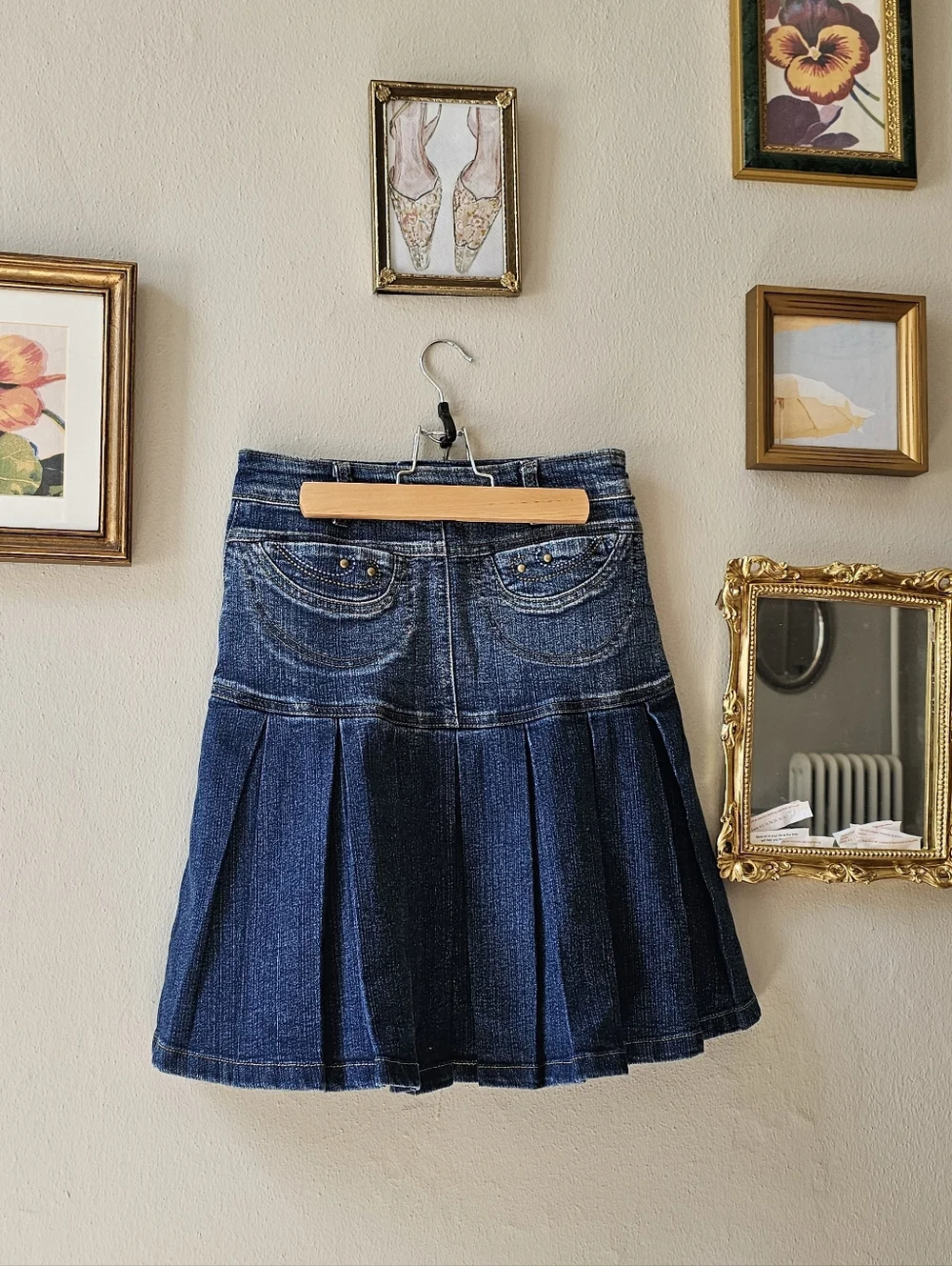 Denim Pleated Skirt - Picture 3 of 4